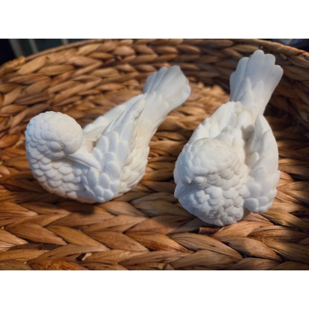 Vintage Alabaster Doves Pair Made in Italy Santini Dove Figurines Set of 2 MCM